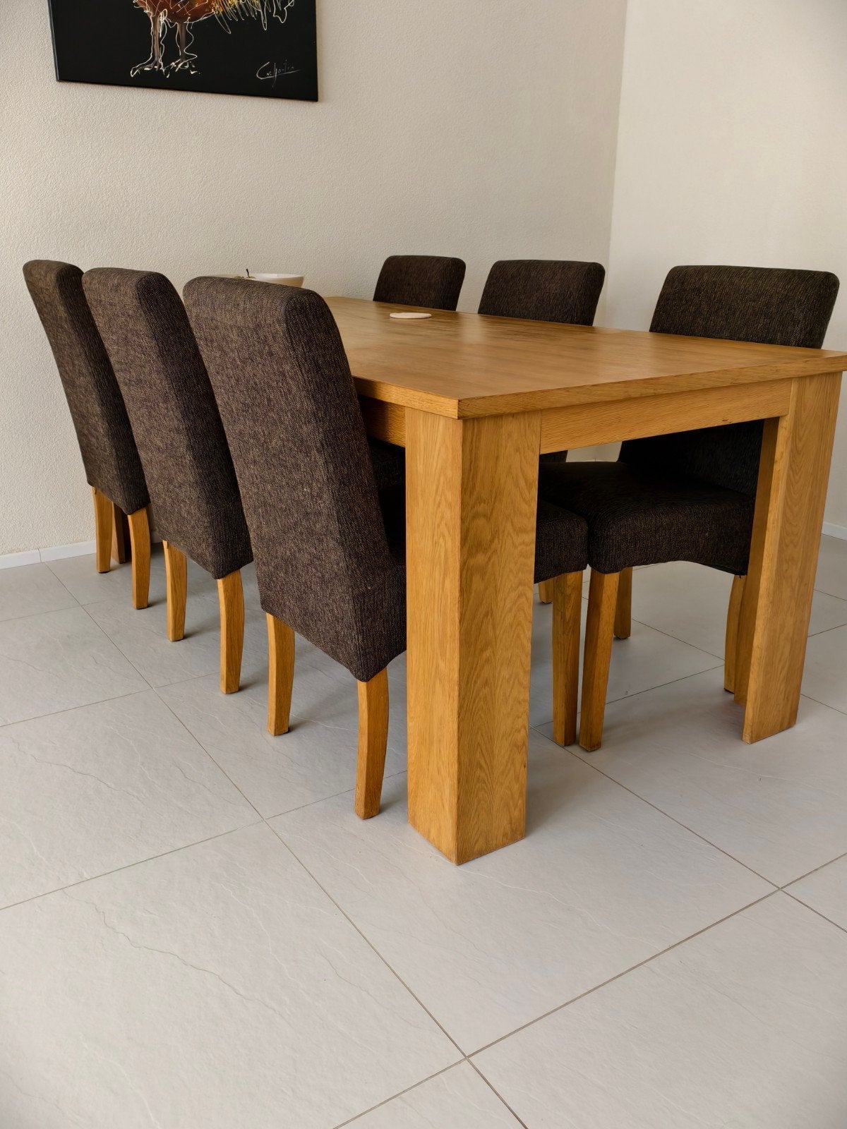 Eikenhouten eettafel 195x90 cm, Ophalen, Gebruikt, Eikenhout, 50 tot 100 cm