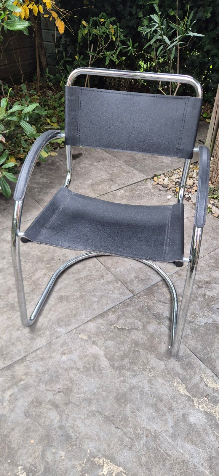 Bauhaus Cantilever buisstoel chrome/zwart leer, Ophalen, Gebruikt, Modern, Industrieel, Zwart