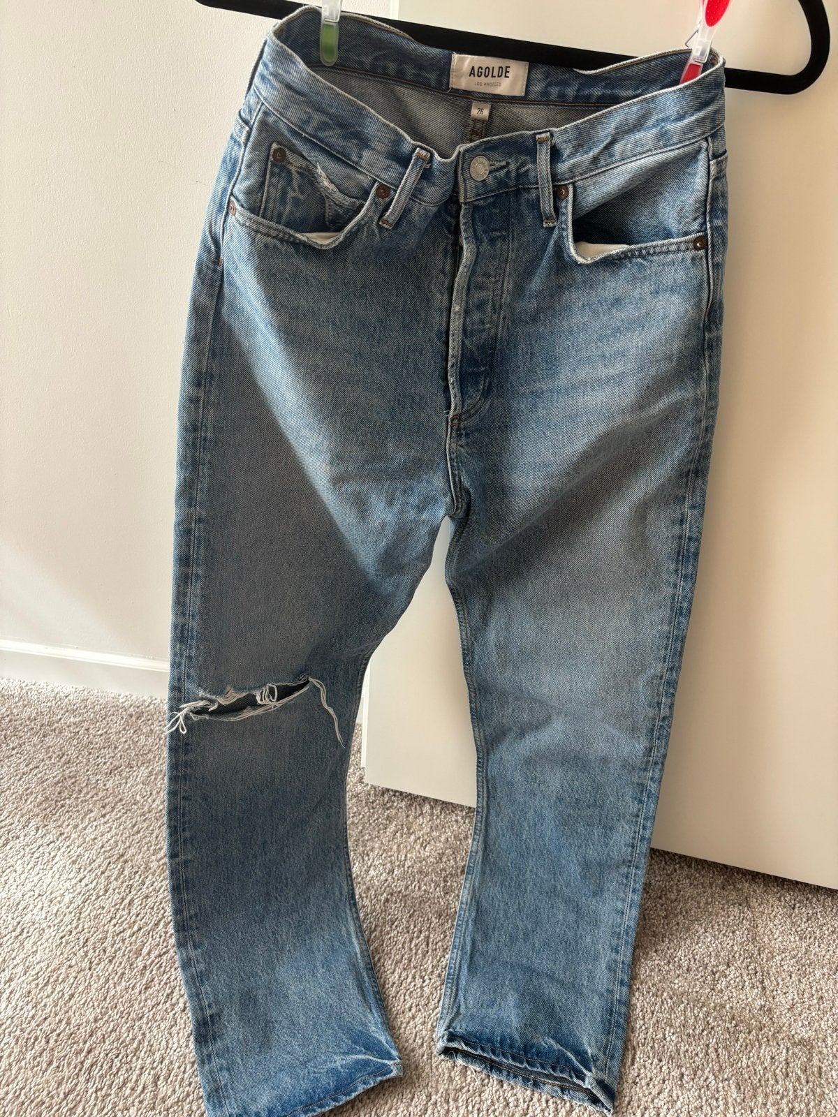 AGOLDE 90s Pinch Waist Jeans - Zo goed als nieuw maat 26, Ophalen of Verzenden, Zo goed als nieuw, Blauw, W27 (confectie 34) of kleiner