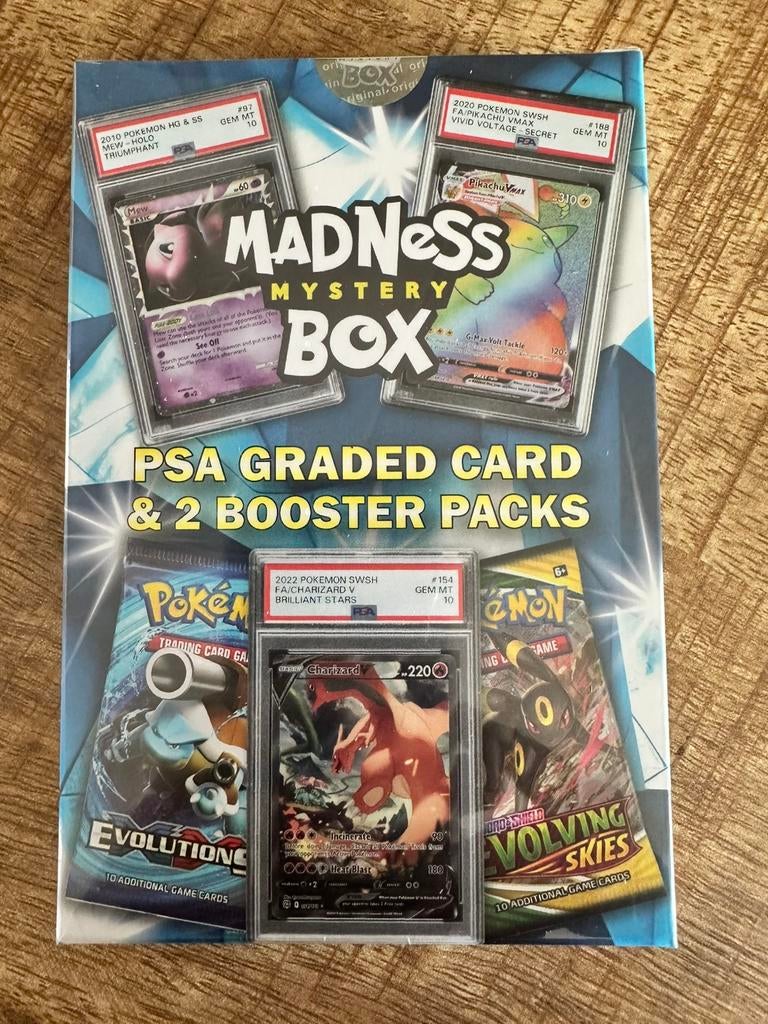 Pokémon Madness Mystery Box - PSA Kaart & 2 Booster Packs, Ophalen of Verzenden, Nieuw