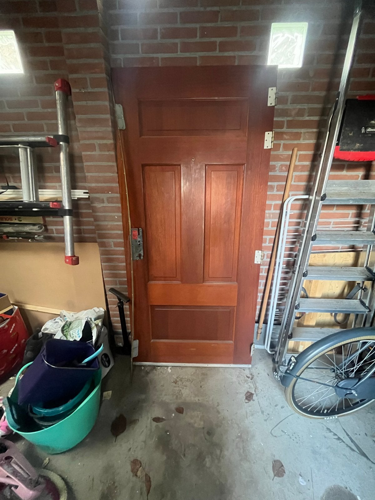 Massief eiken voordeur 200x93 cm met 3-punt sluiting, Ophalen, Gebruikt, 80 tot 100 cm, Buitendeur