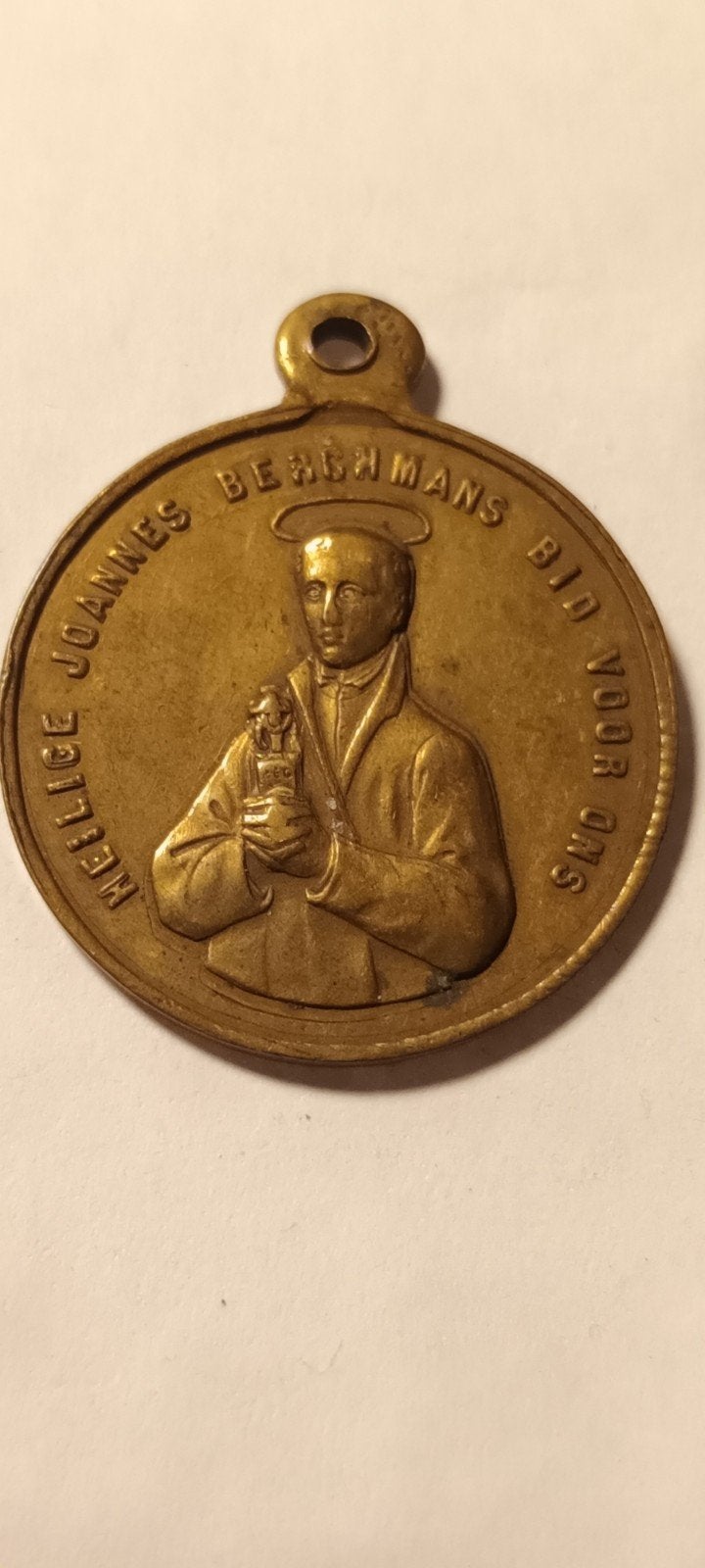 Antieke Medaille Heilige Joannes Berchmans en Maria, Ophalen of Verzenden