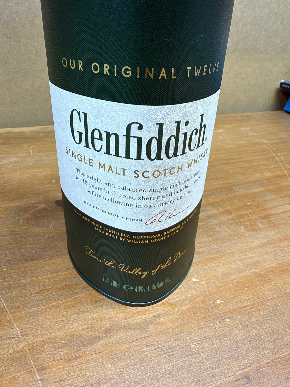 Lege Glenfiddich 12 jaar whisky fles met koker, Ophalen of Verzenden, Gebruikt, Verpakking