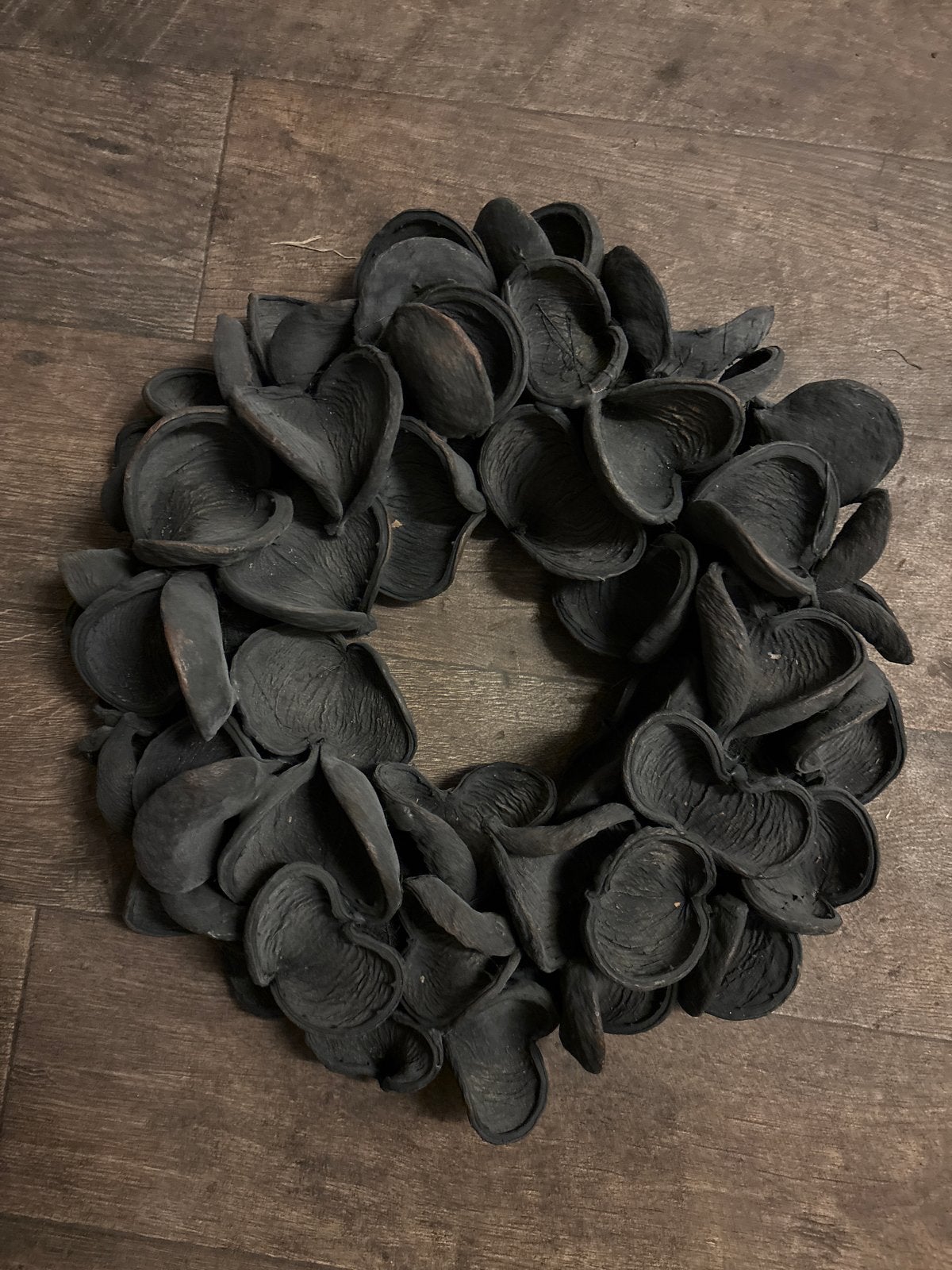 Decoratieve Krans van Gedroogde Bladeren - Zwart, Ophalen of Verzenden, Natuurlijk materiaal, Modern, Gebruikt