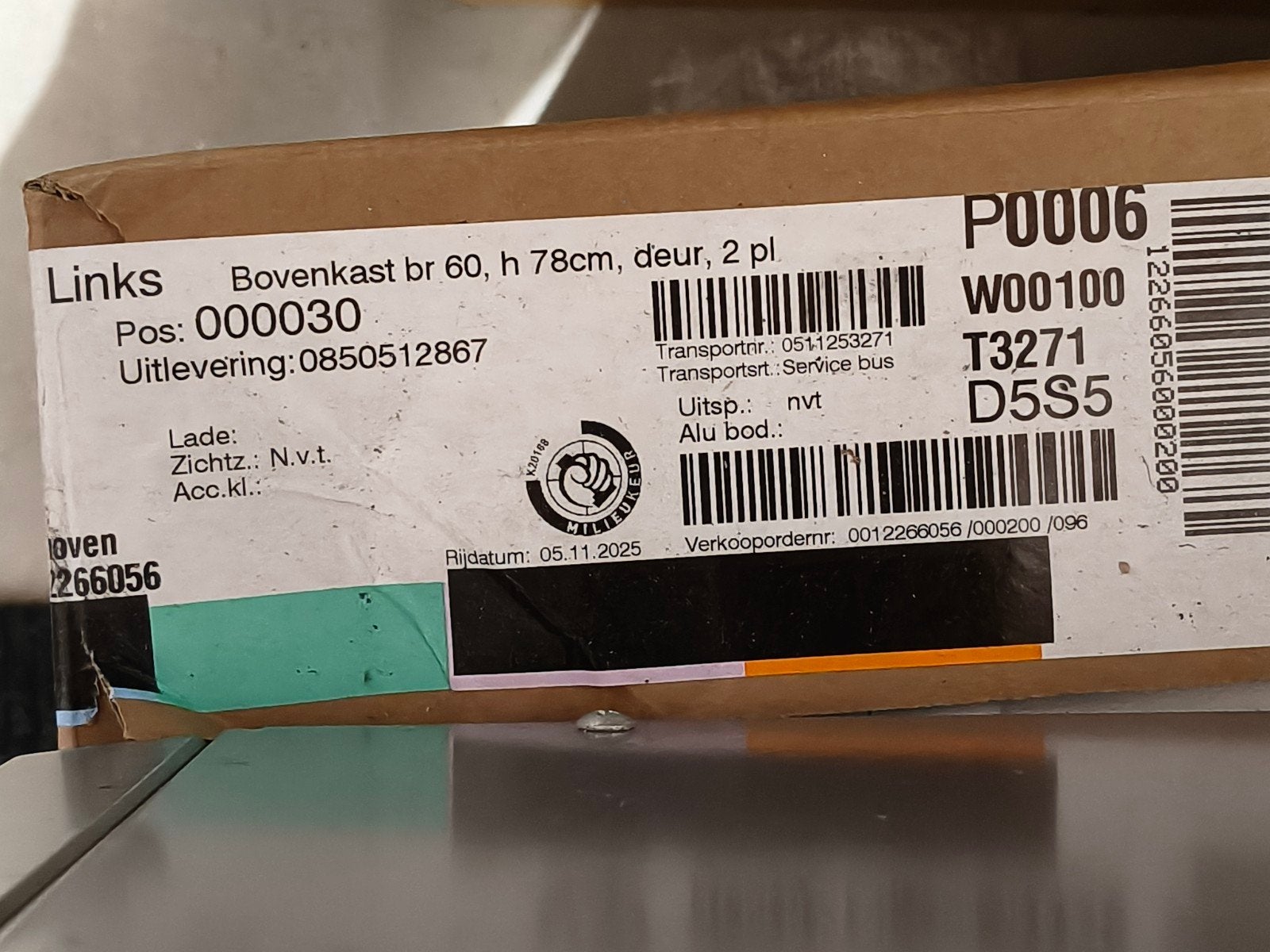 Bruynzeel witte keuken Bovenkast 60cm br, 78cm h, 36cm diep., Huis en Inrichting, Ophalen, Met deur(en), Nieuw, 50 tot 100 cm