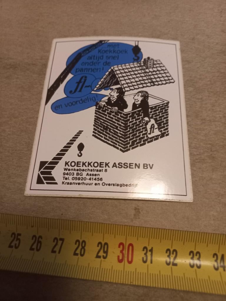 Kraanverhuur/overslag koekkoek assen, Verzamelen, Stickers, Ophalen of Verzenden, Zo goed als nieuw