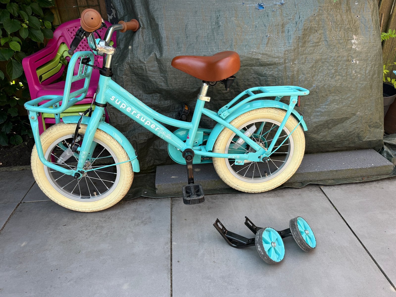 Supersuper cooper 14 inch, Fietsen en Brommers, Fietsen | Kinderfietsjes, Ophalen, Terugtraprem, Zijwieltjes, Gebruikt