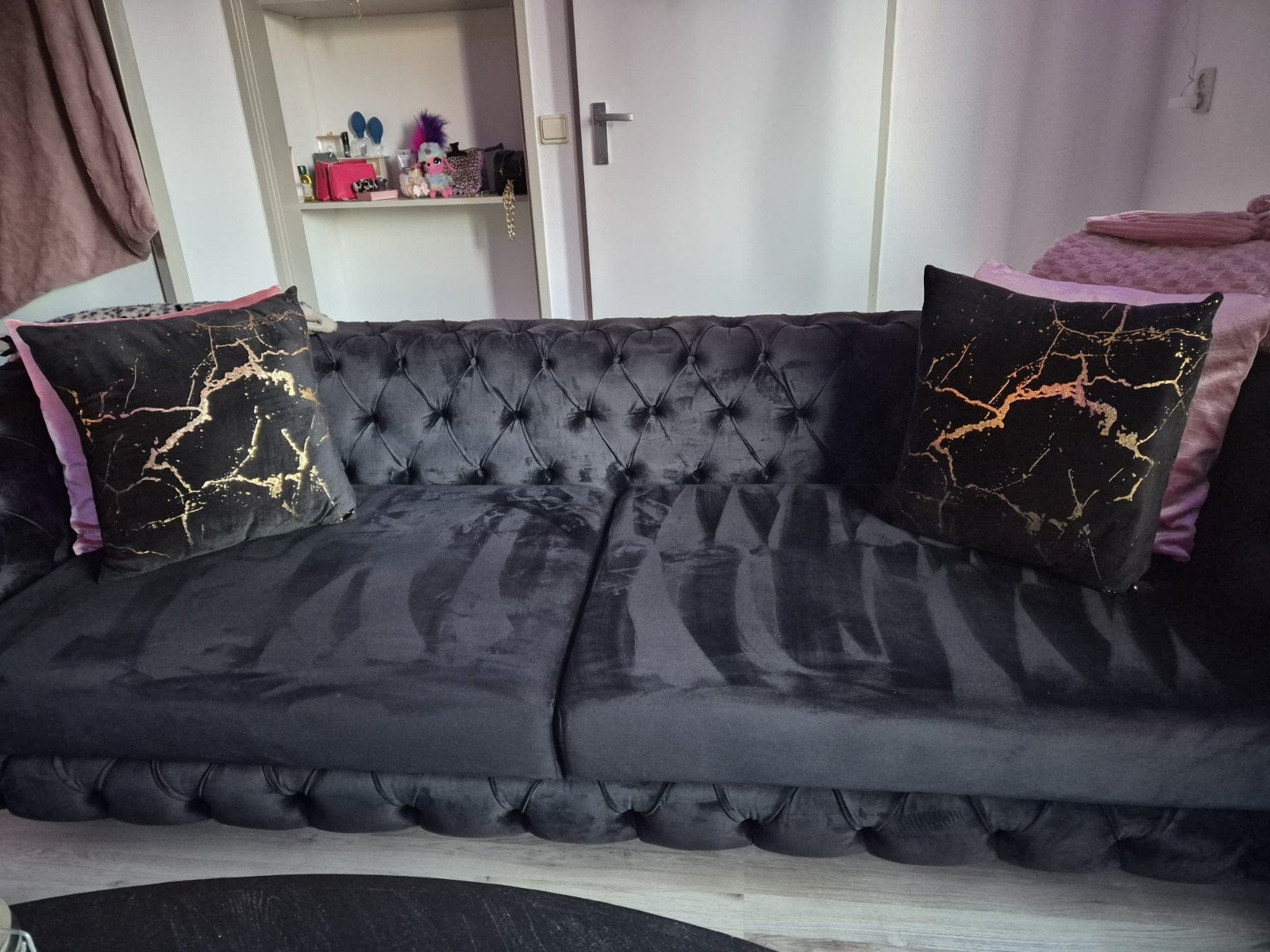 velvet bank zwart, Minder dan 75 cm, Ophalen of Verzenden, Zo goed als nieuw, Minder dan 150 cm