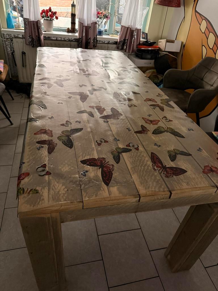 Steigerhouten eettafel - 89x200x78 cm - 8 persoons, Huis en Inrichting, Tafels | Eettafels, Ophalen, Gebruikt, 50 tot 100 cm, Vijf personen of meer