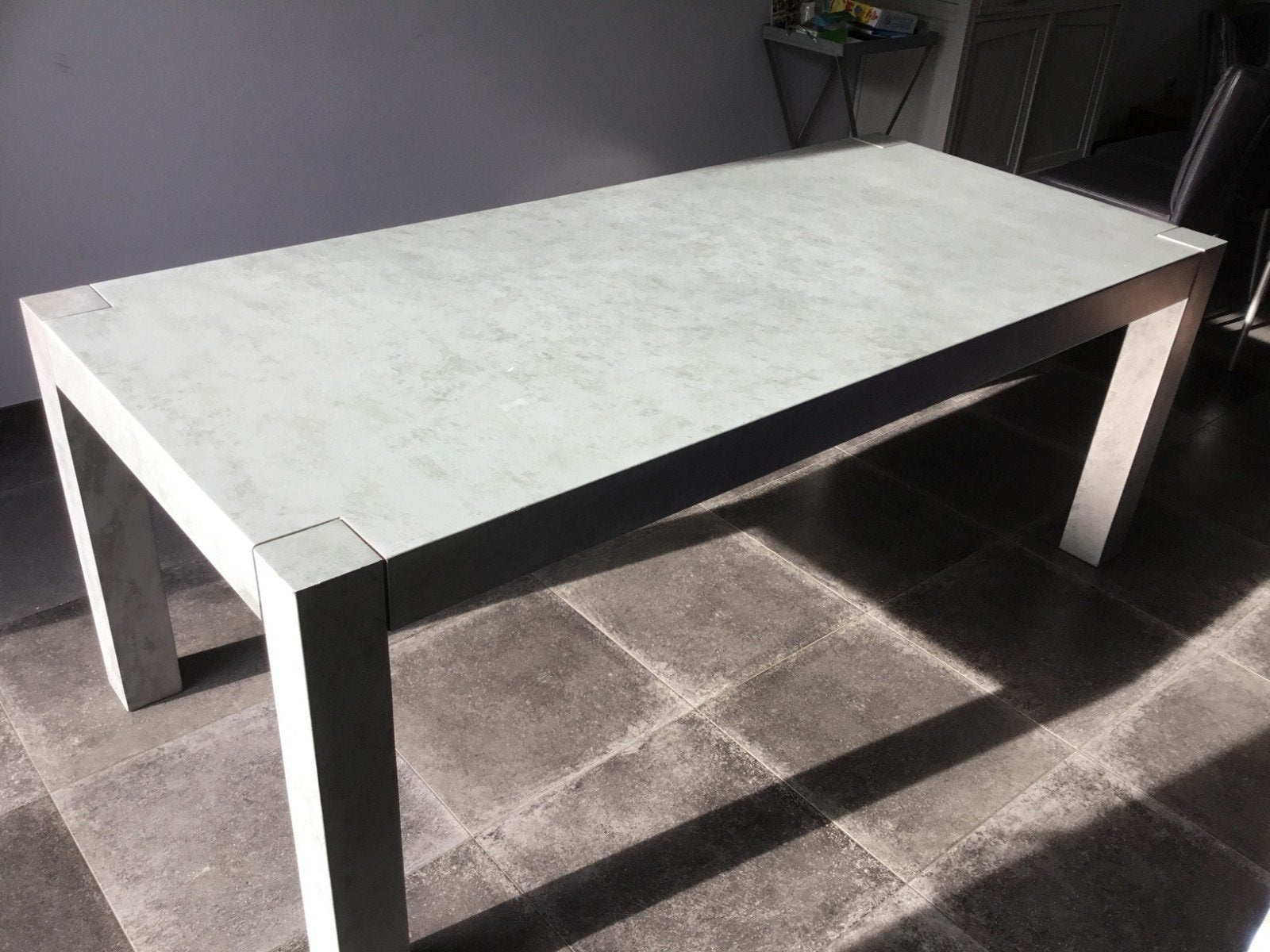 Zinken tafel 200x100 cm, Ophalen, Gebruikt, 100 tot 150 cm, Vijf personen of meer