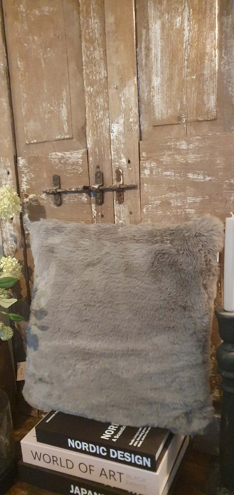 Nieuw Kussen Zaya grijs faux fur/velours 45x45 cm, Overige merken, Vierkant, Nieuw, Ophalen of Verzenden