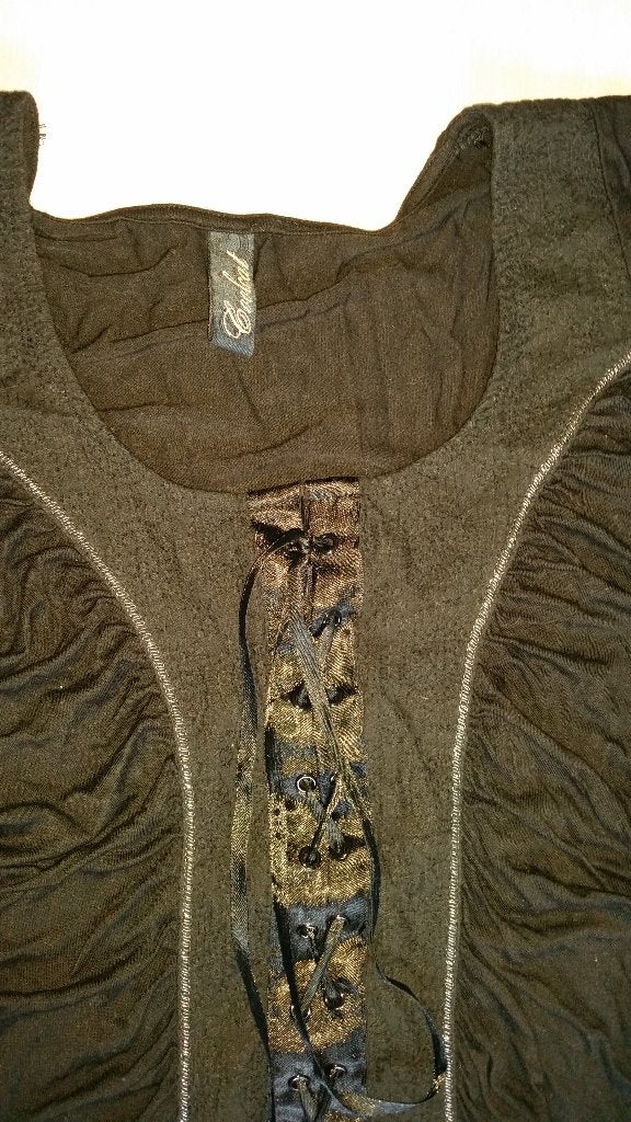Nette git-zwarte top, mt m, veter, Kleding | Dames, Maat 38/40 (M), Zwart, Ophalen of Verzenden, Zonder mouw