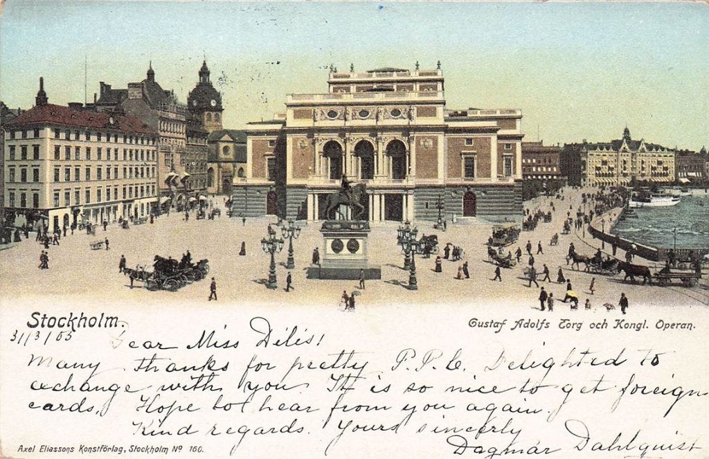 702-477-007 Stockholm Gustaf Adolfs Torg Och Kongl Operan, Verzenden, Voor 1920, Overig Europa