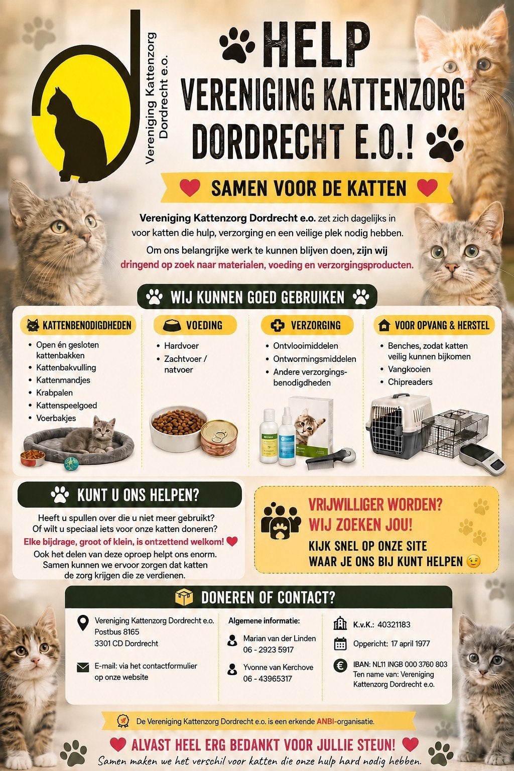 Omgeving Dordrecht. Kattenopvang voor zwervers., Ophalen