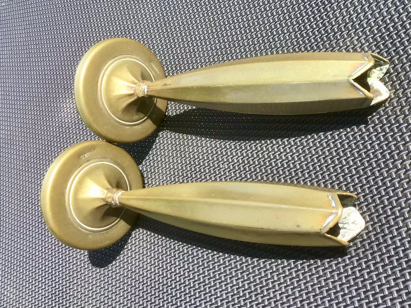 Messing knopvaasjes, art deco, Ophalen of Verzenden
