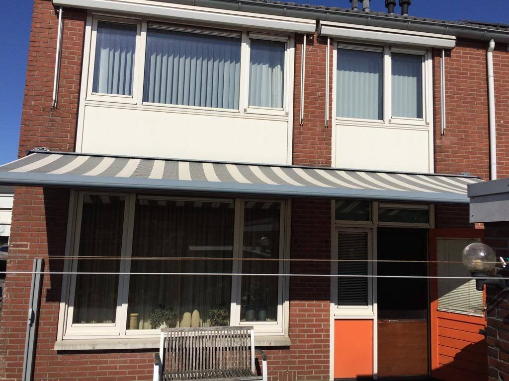 elektrisch zonnescherm 6.5 meter breed, 4 meter uitval., Tuin en Terras, Overkappingen, Ophalen, Gebruikt, Overige typen