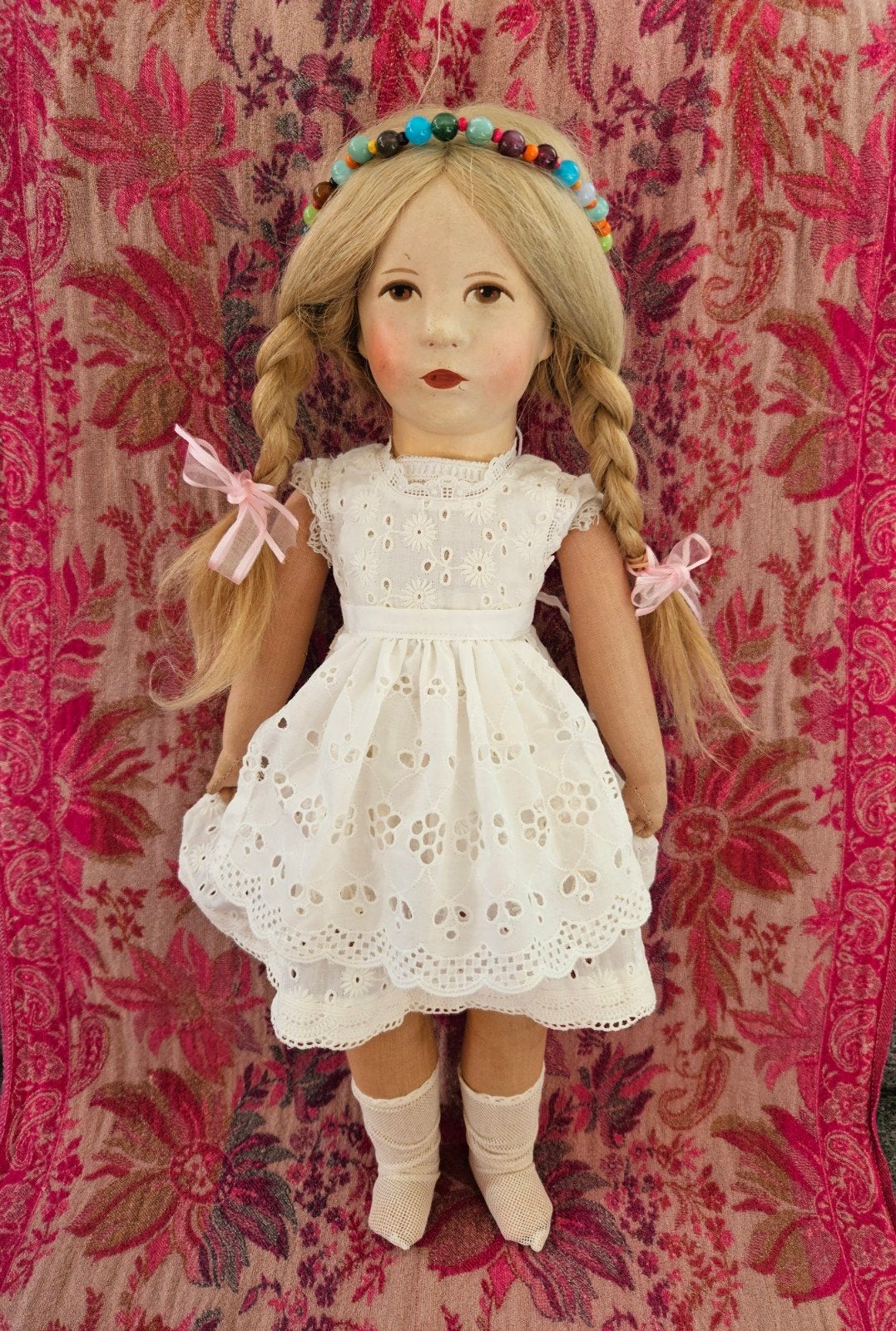 Oude,antieke Kathe Kruse stofkop, ws VEB, 50 cm, Ophalen of Verzenden, Gebruikt, Pop