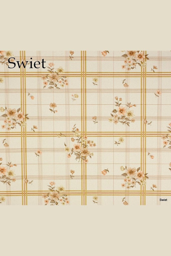 5053 bloemenbehang vinyl ruit beige zalmtint jaren 80 swiet, Huis en Inrichting, Stoffering | Behang, Verzenden, Beige