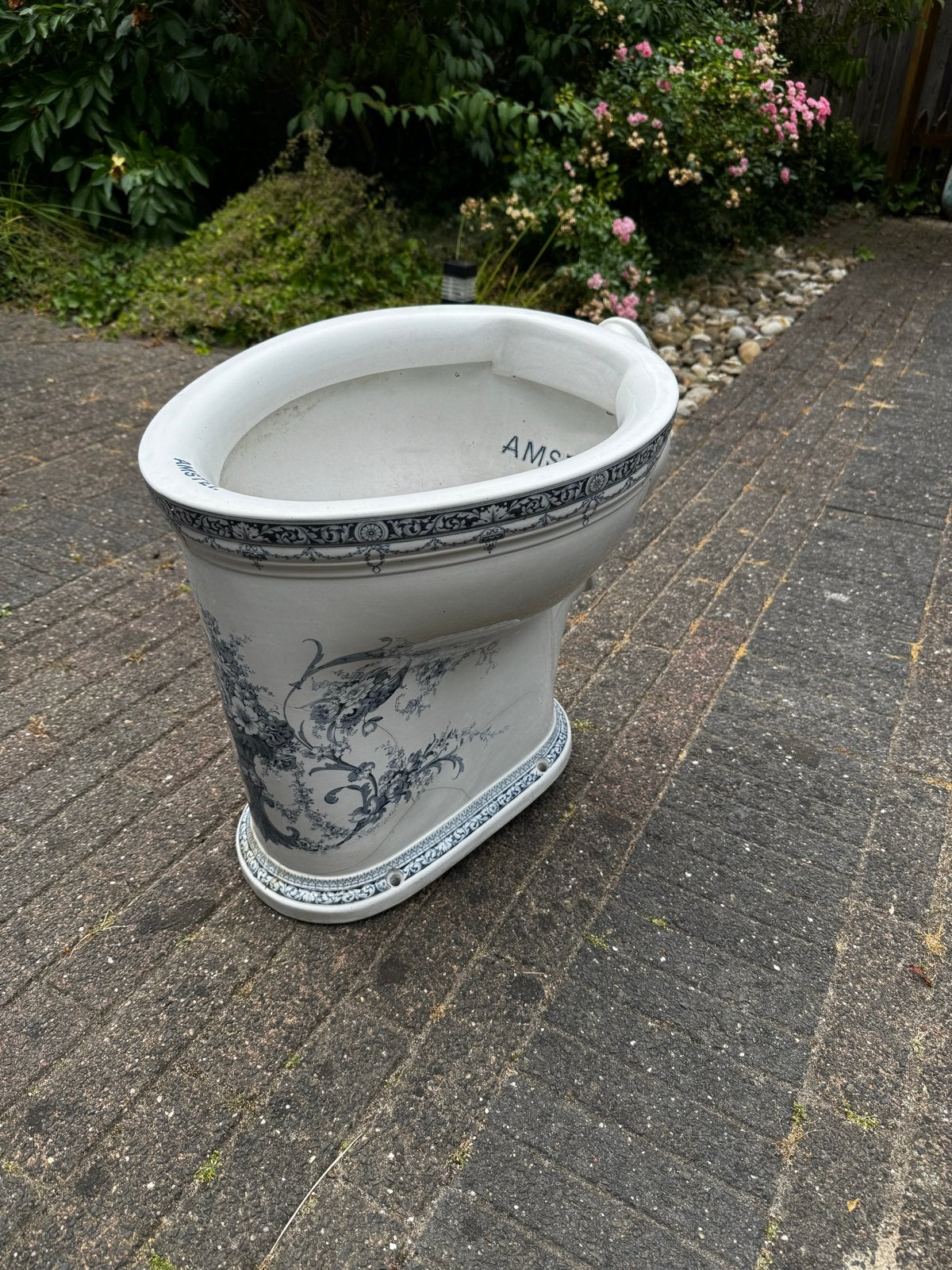 Antiek Amstel Toilet met Delfts Blauw Decor, Ophalen, Gebruikt, Toilet