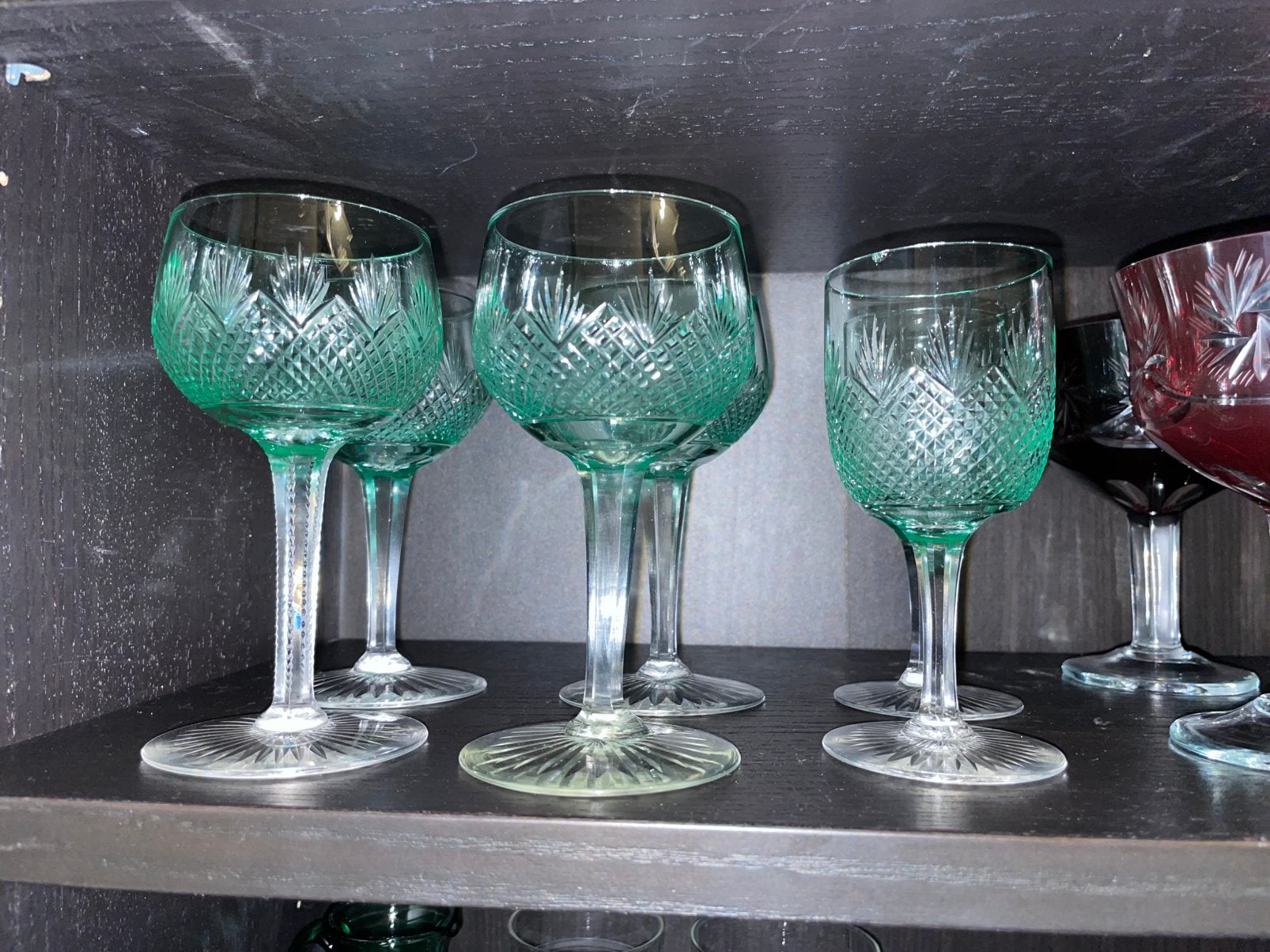 Uranium kristallen wijnglazen, Verzamelen, Glas en Borrelglaasjes, Ophalen, Zo goed als nieuw, Overige typen
