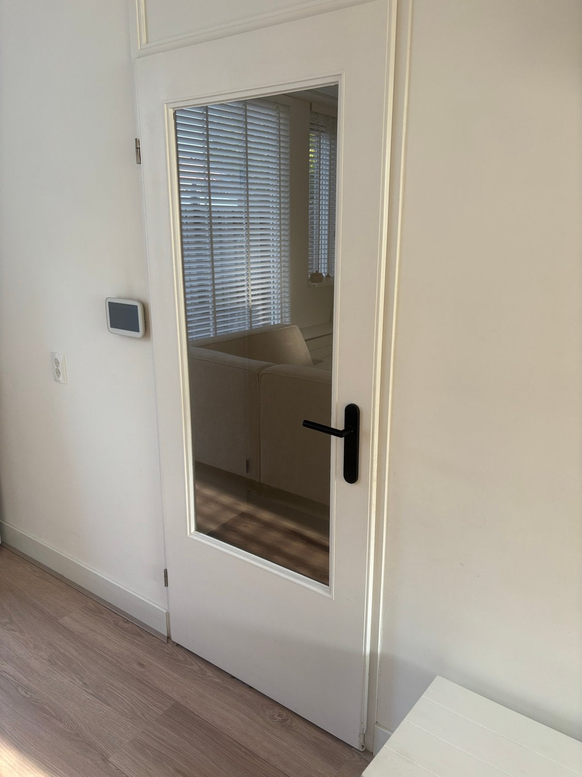 Opdekdeur met glas 83x201,5 cm, linksdraaiend, Ophalen, Gebruikt, 80 tot 100 cm, Binnendeur