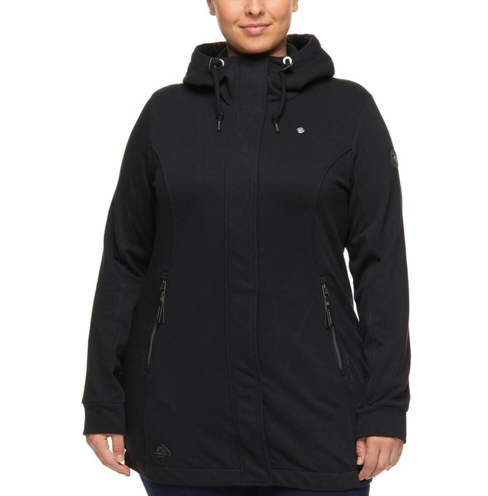 Ragwear plus size vegan lang vest capuchon LETTY zwart, Ragwear, Ragwear, Zwart, Trui of Vest