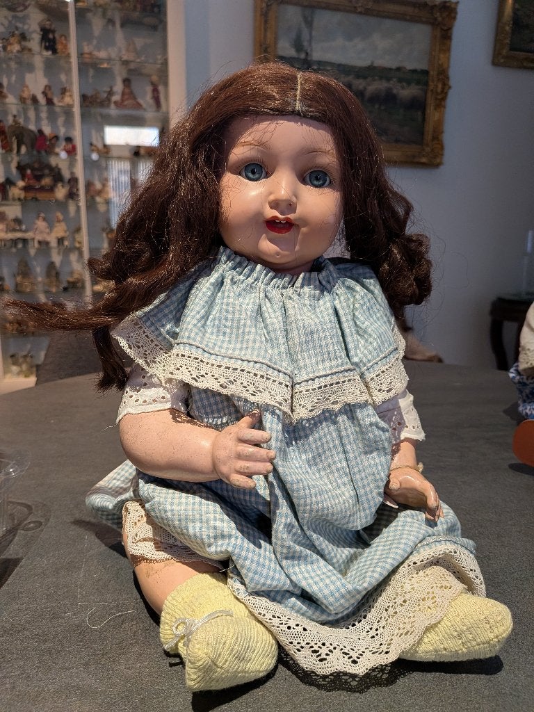 Kammer & Reinhardt  728/7  43 cm celluloid kopje  e.a., Ophalen of Verzenden, Gebruikt, Pop