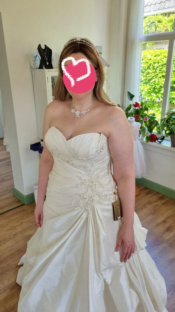 Demetrios deluxe trouwjurk maat 44 – ivoor - met accessoires, Ophalen, Trouwjurk, Wit, Demetrios