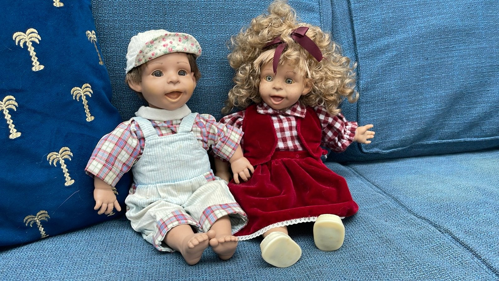 Set van 2 Vintage Poppen: Jongen en Meisje, Ophalen of Verzenden, Gebruikt, Pop