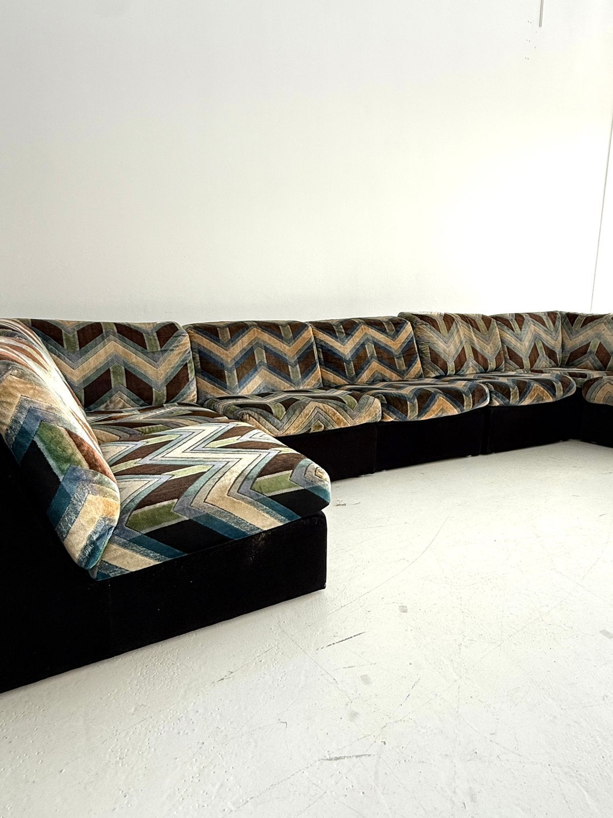 Vintage XL 9-delige modulaire bank, Laauser ‘80, Gebruikt, Vintage retro buisframe design rotan webbing papercord deens, Ophalen of Verzenden