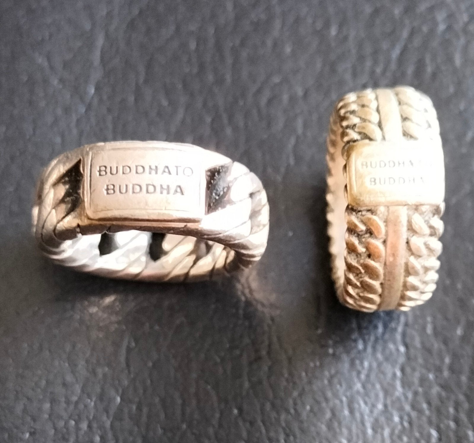 2 Dikke Zilveren Buddha to Buddha Ringen - 925/1000 Zilver., Postzegels en Munten, Edelmetalen en Baren, Verzenden, Zilver