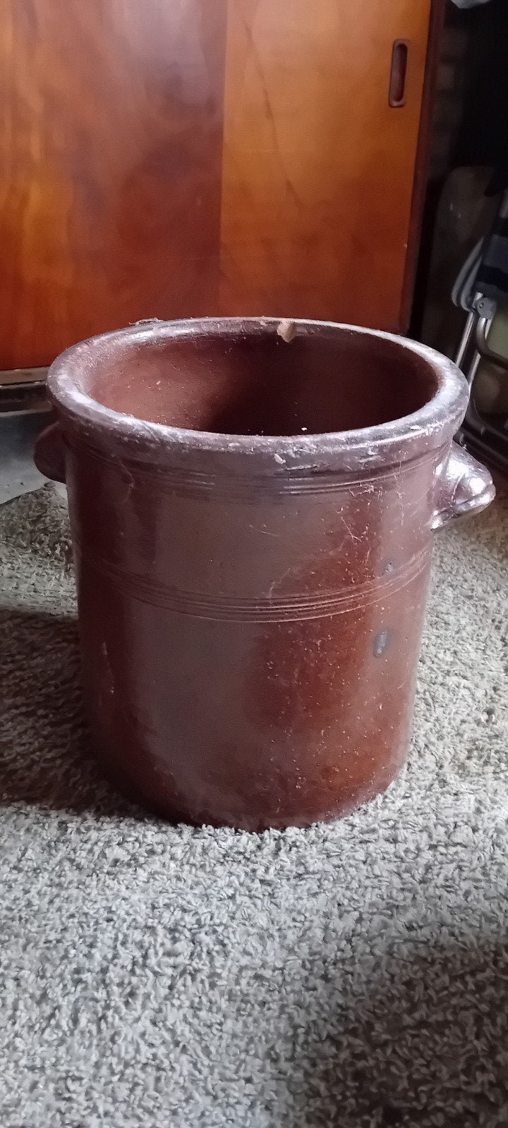 Grote vintage aardewerken pot met handvatten, Antiek en Kunst, Ophalen
