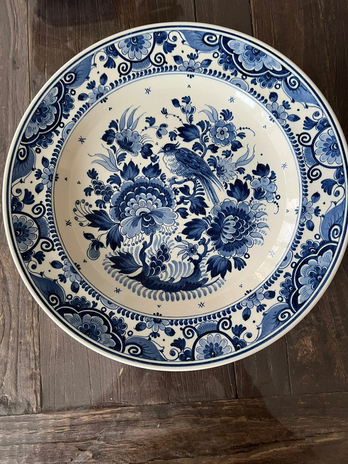 Wandbord groot, Delfts Blauw; zenith vogel. Handgeschilderd., Antiek en Kunst, Antiek | Wandborden en Tegels, Ophalen of Verzenden