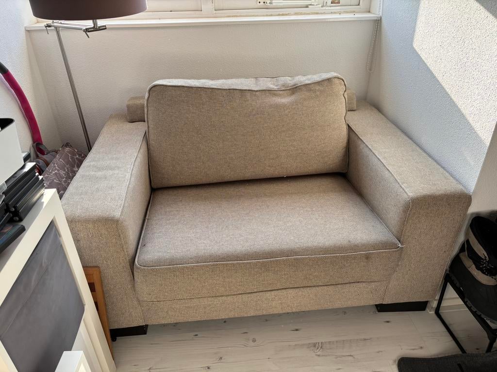 Montèl Geneve 1,5-zits loveseat zandkleur, Ophalen, Gebruikt, Eenpersoons, 75 tot 100 cm