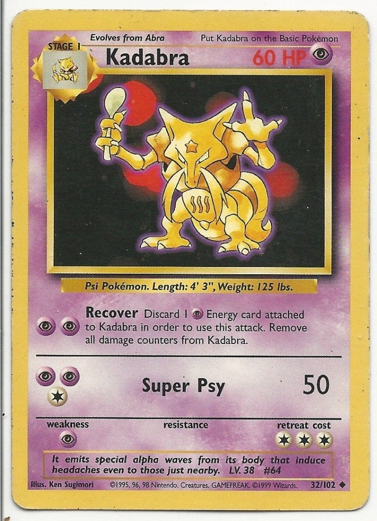 4x Pokemon Kadabra - Rattata - Trainer Pokedex - Retrieval, Ophalen of Verzenden, Zo goed als nieuw, Meerdere kaarten