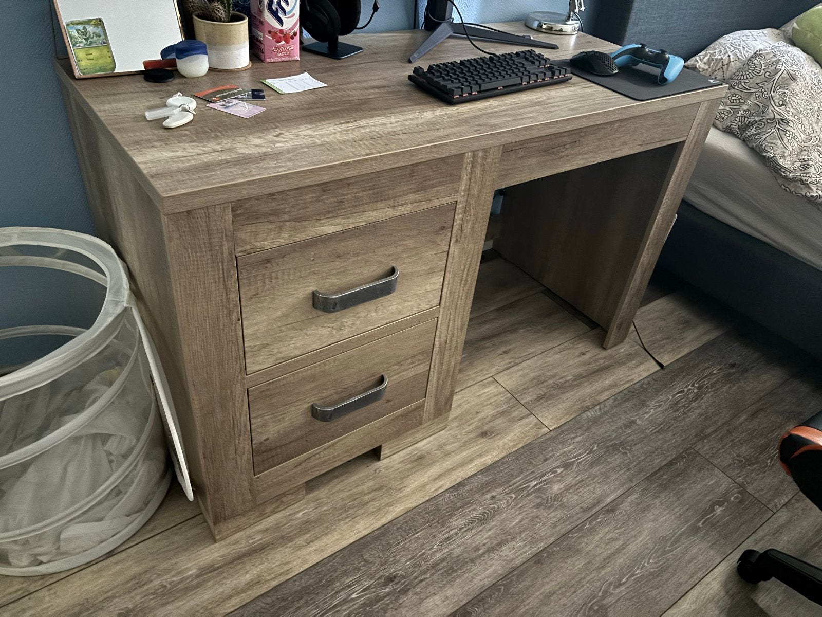Houten bureau met lades - Ideaal voor thuiswerkplek, Ophalen, Gebruikt, Bruin, Overige merken