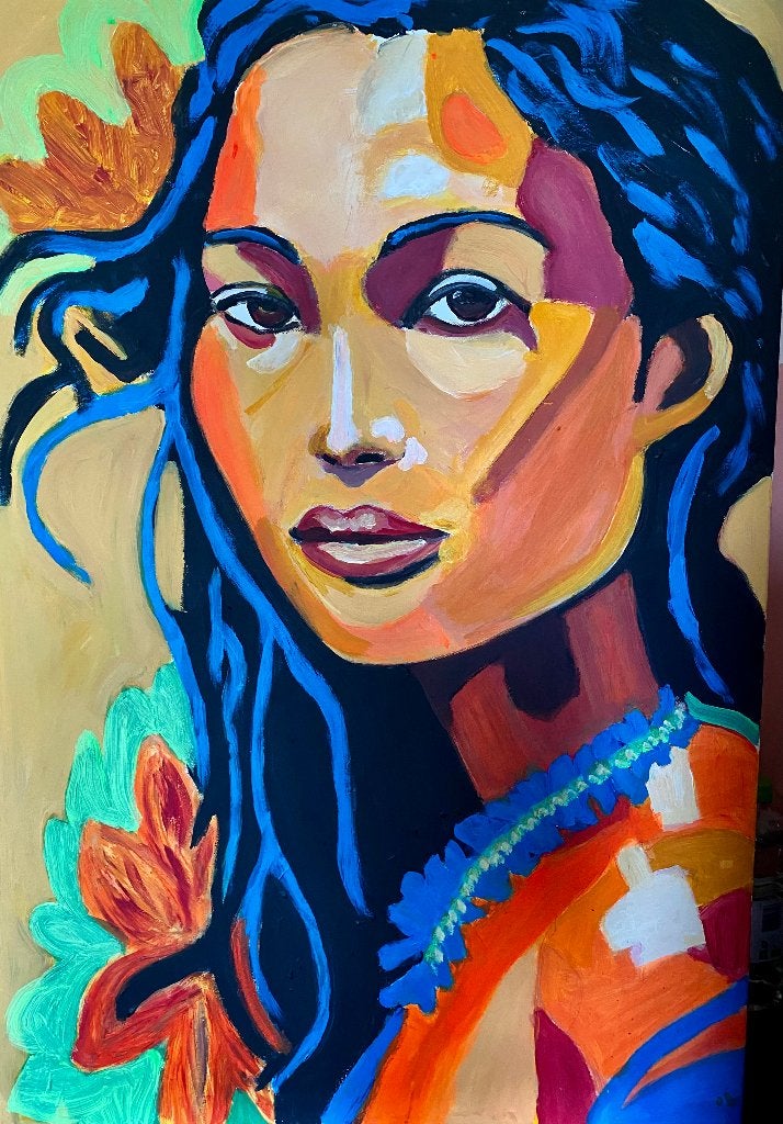 Schilderij, Ophalen, Acrylverf, Doek, Portret of Personen