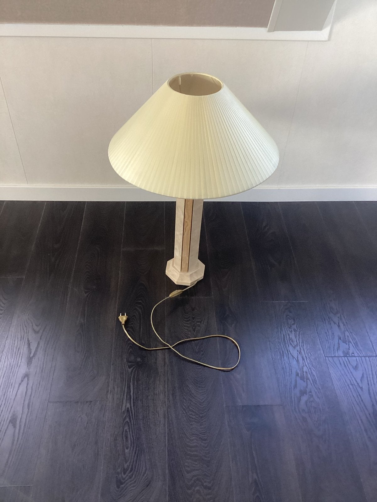 Vintage Tafellamp met Plissé Kap - Beige/Crème, Gebruikt, Overige merken, Vintage, Textiel