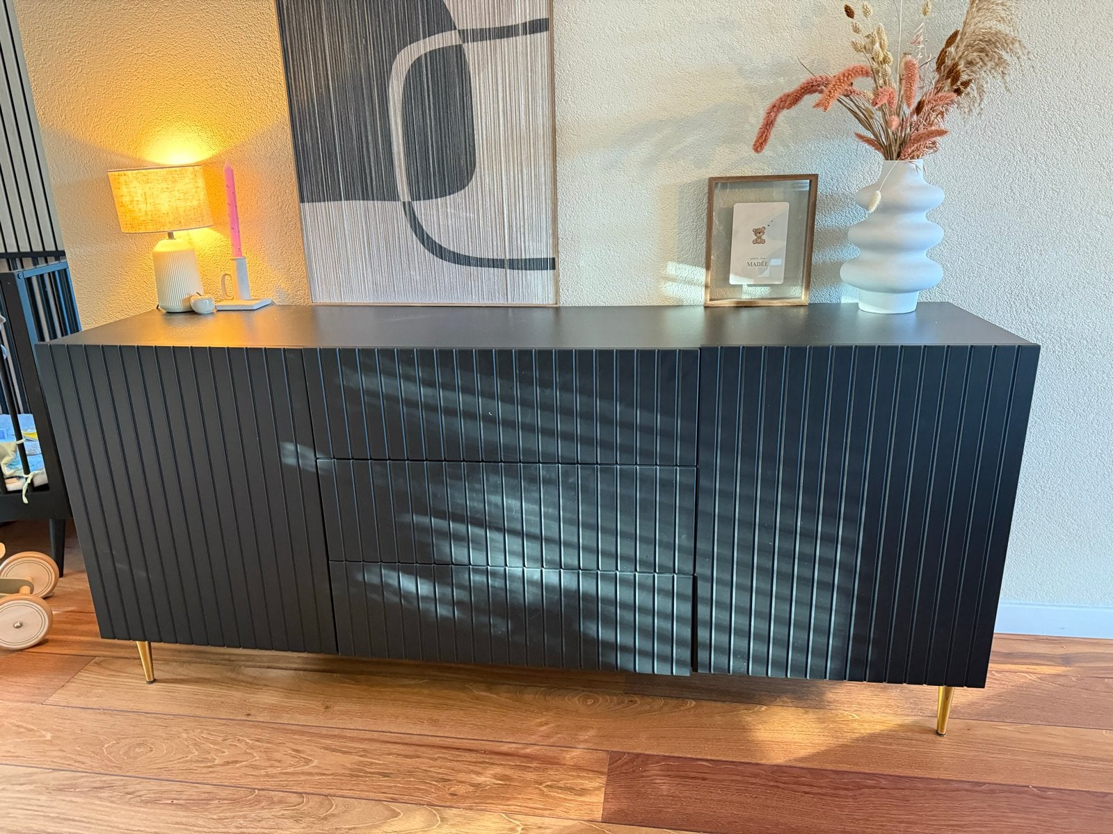 Dressoir kast mat zwart 180 cm, Huis en Inrichting, Ophalen, Overige materialen, 150 tot 200 cm, Zo goed als nieuw