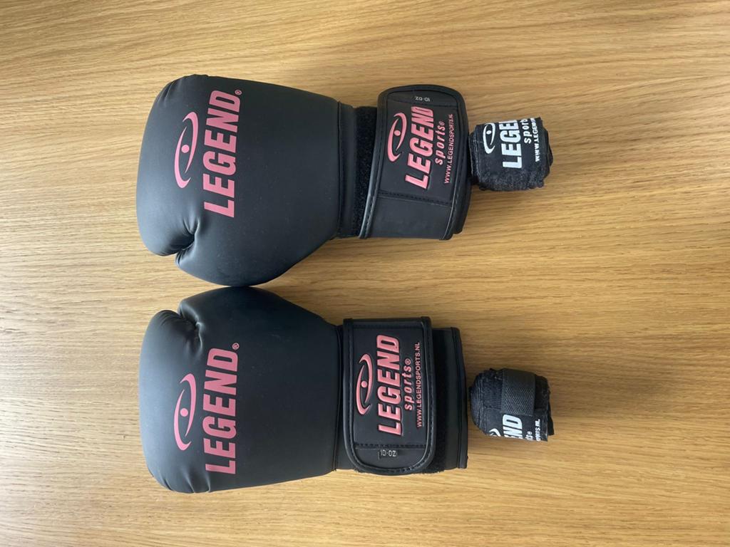 Legend Sports Bokshandschoenen 10 oz Zwart/Roze, Ophalen, Zo goed als nieuw, Bokshandschoenen