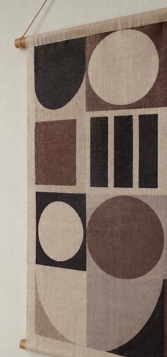 Wandkleed met geometrische vormen - Bruin/Beige, Ophalen, Meerkleurig, Nieuw, Met ophangsysteem
