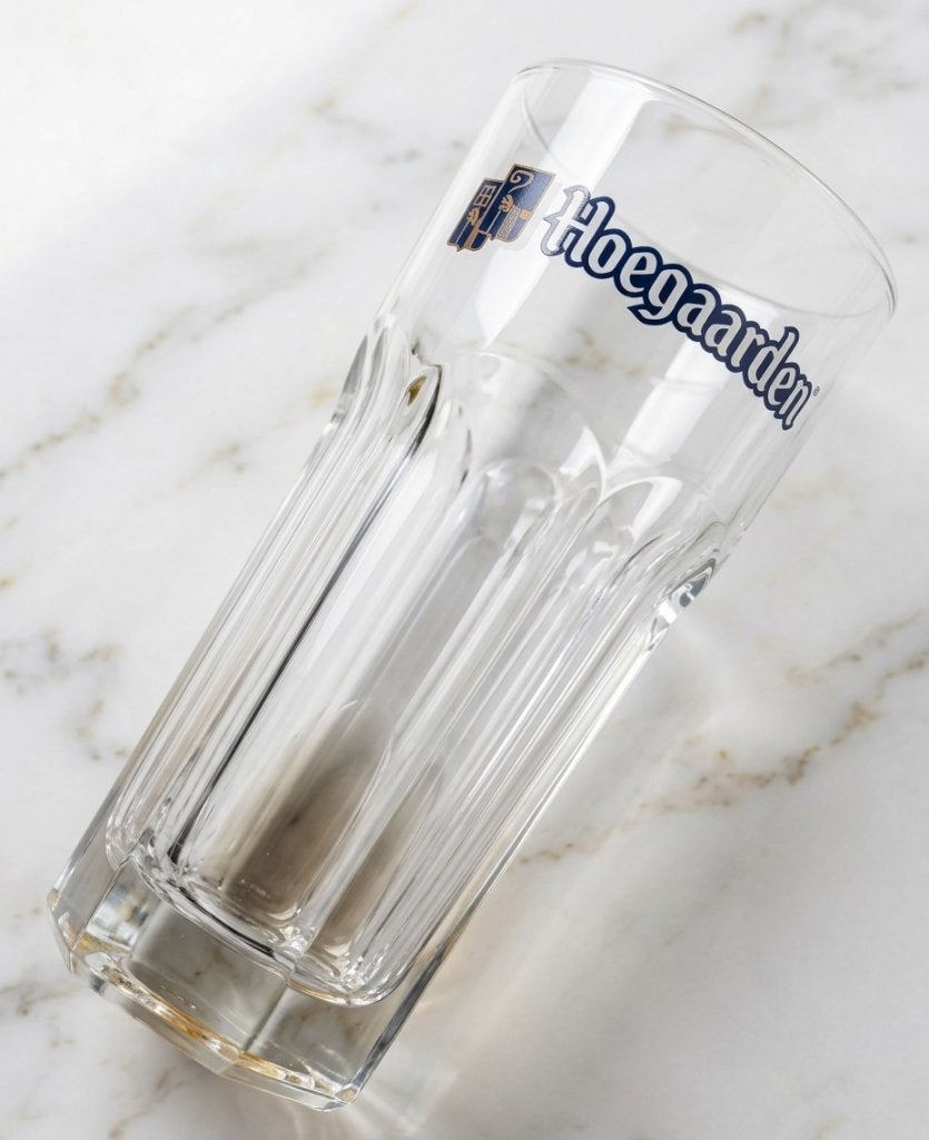 keuken vintage Hoegaarden bierglas, Glas of Glazen, Nieuw, Ophalen of Verzenden, Glas