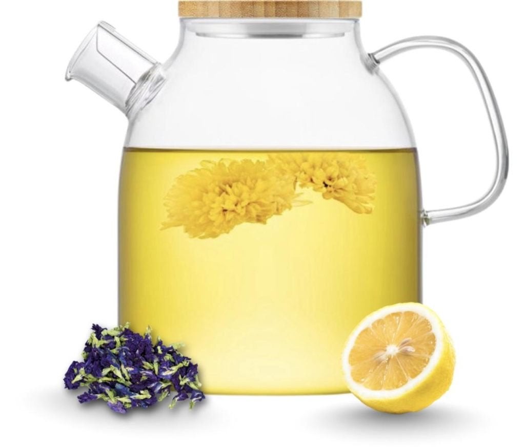 Glazen theepot met filter en bamboe deksel - 1,6 liter, Overige merken, Nieuw, Ophalen of Verzenden, Glas