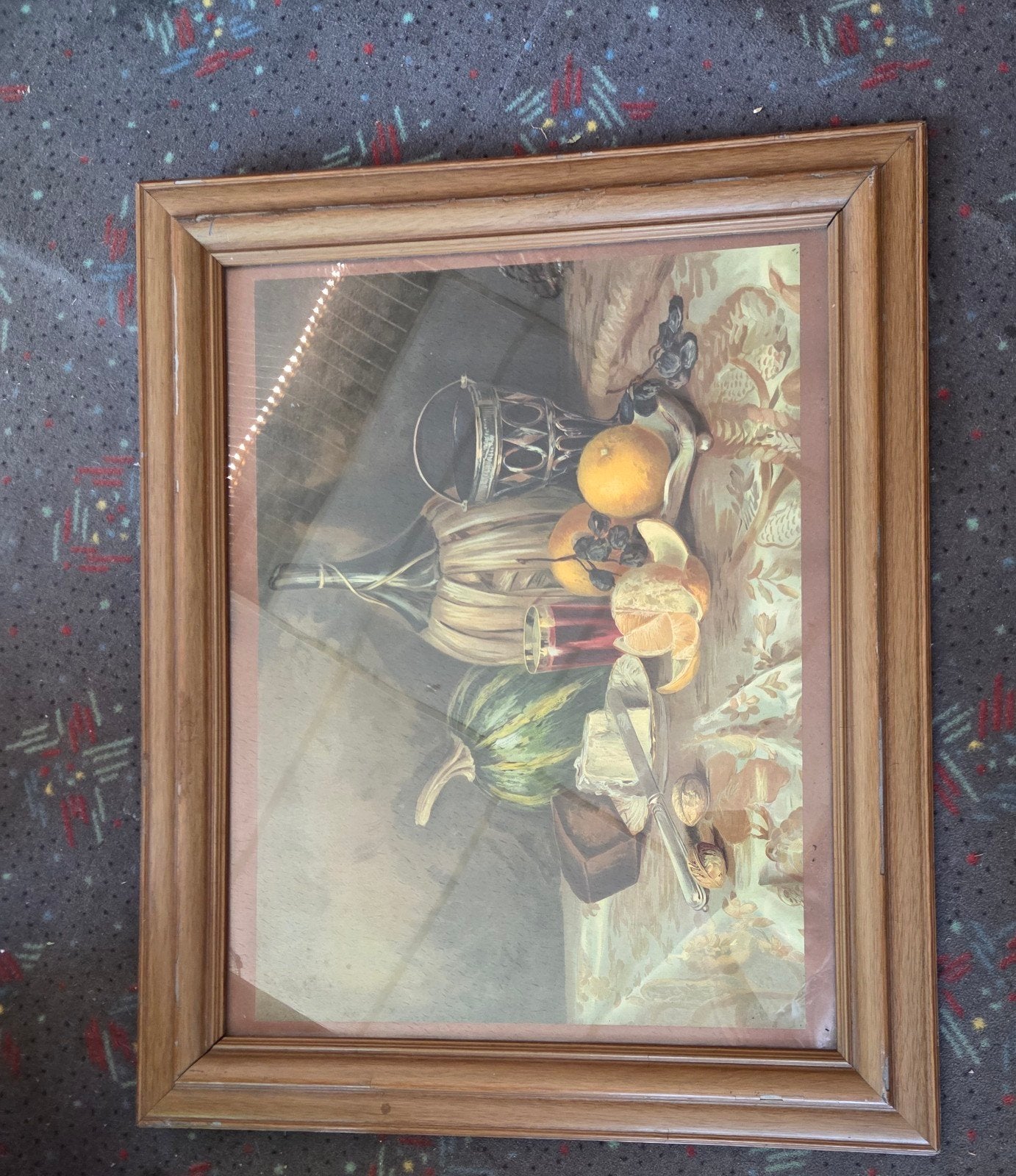 Klassiek stilleven met fruit en fles, Ophalen of Verzenden