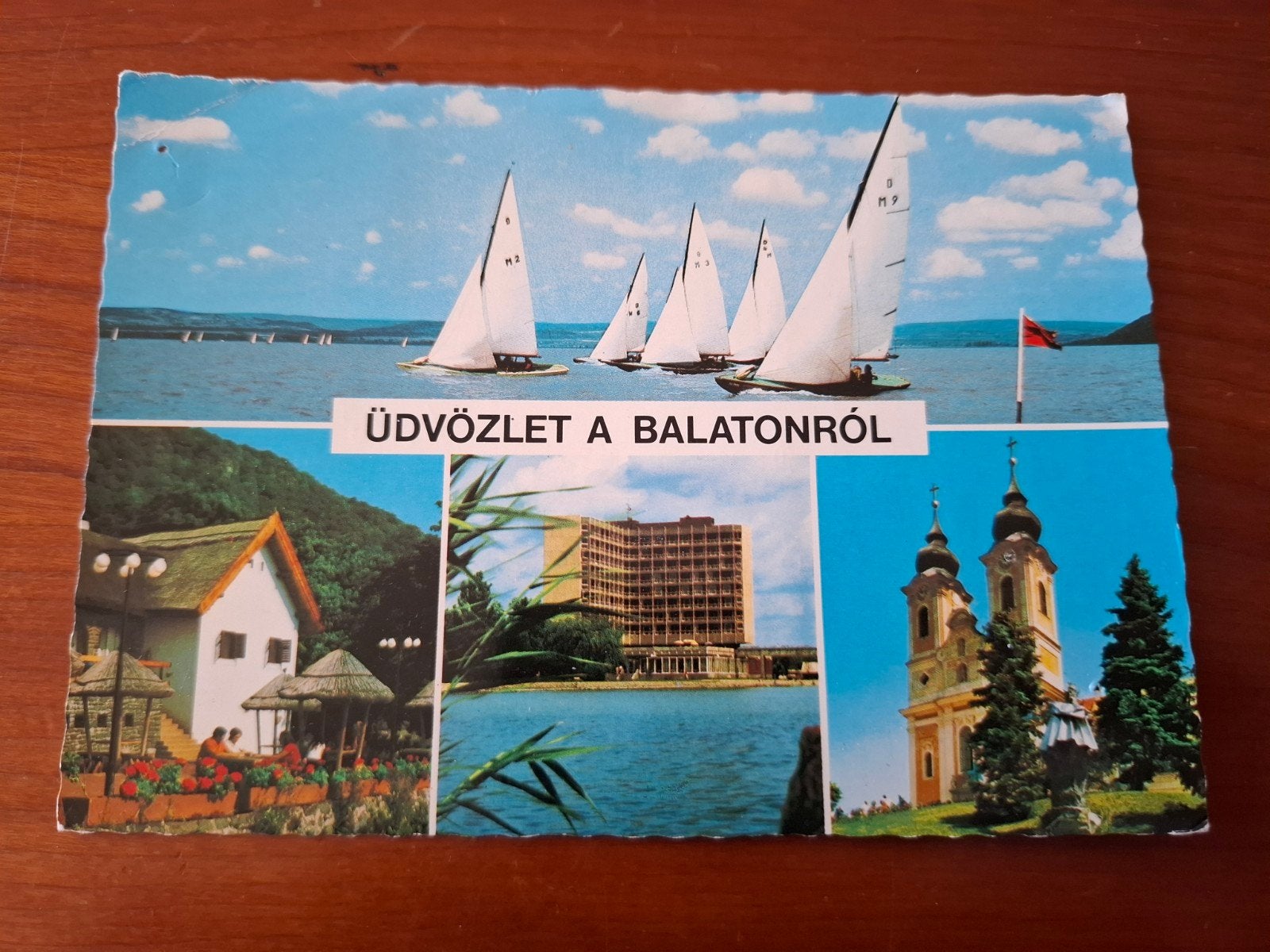 Ansichtkaart Hongarije Balatonmeer jaren '80, Ophalen of Verzenden, 1980 tot heden, Gelopen, Overig Europa