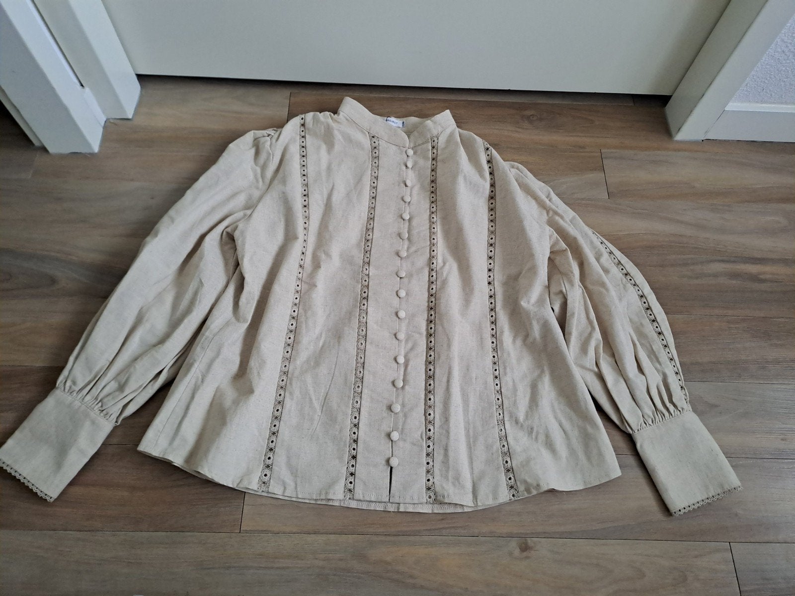 Ecru blouse van 'BISOU'S PROJECT' in maat S/M, Beige, Ophalen of Verzenden, Zo goed als nieuw, Maat 36 (S)