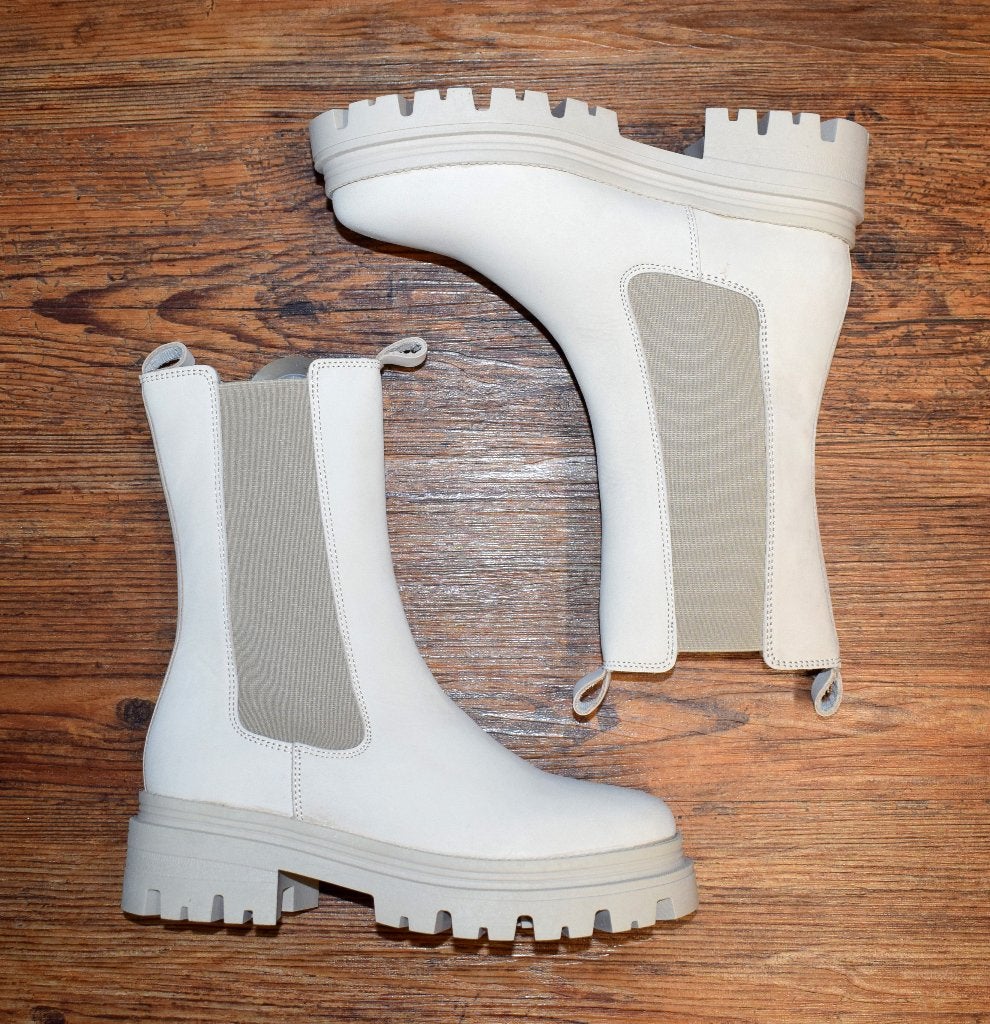 Tamaris - leren chelsea boots beige - maat 39, Tamaris, Beige, Lage of Enkellaarzen, Nieuw