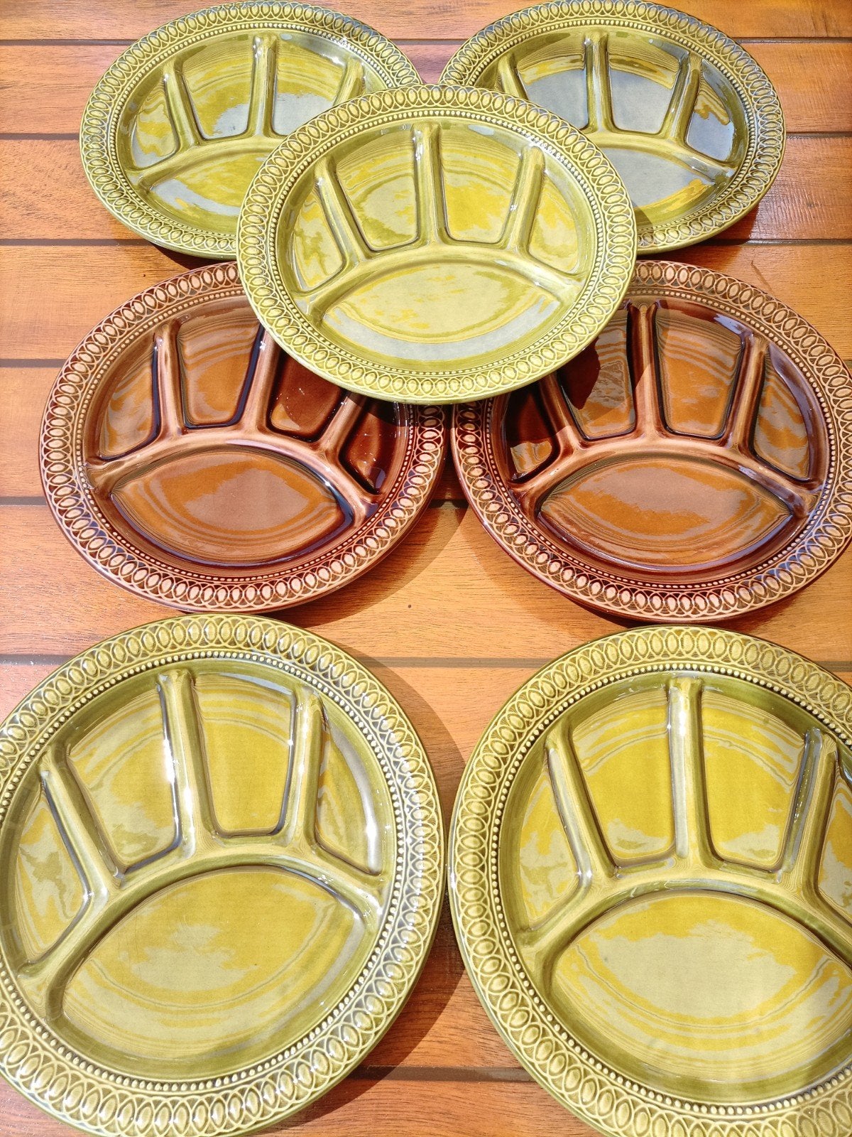 Set van 7 vintage fondue,gourmet, tapas borden uit Italië, Ophalen of Verzenden