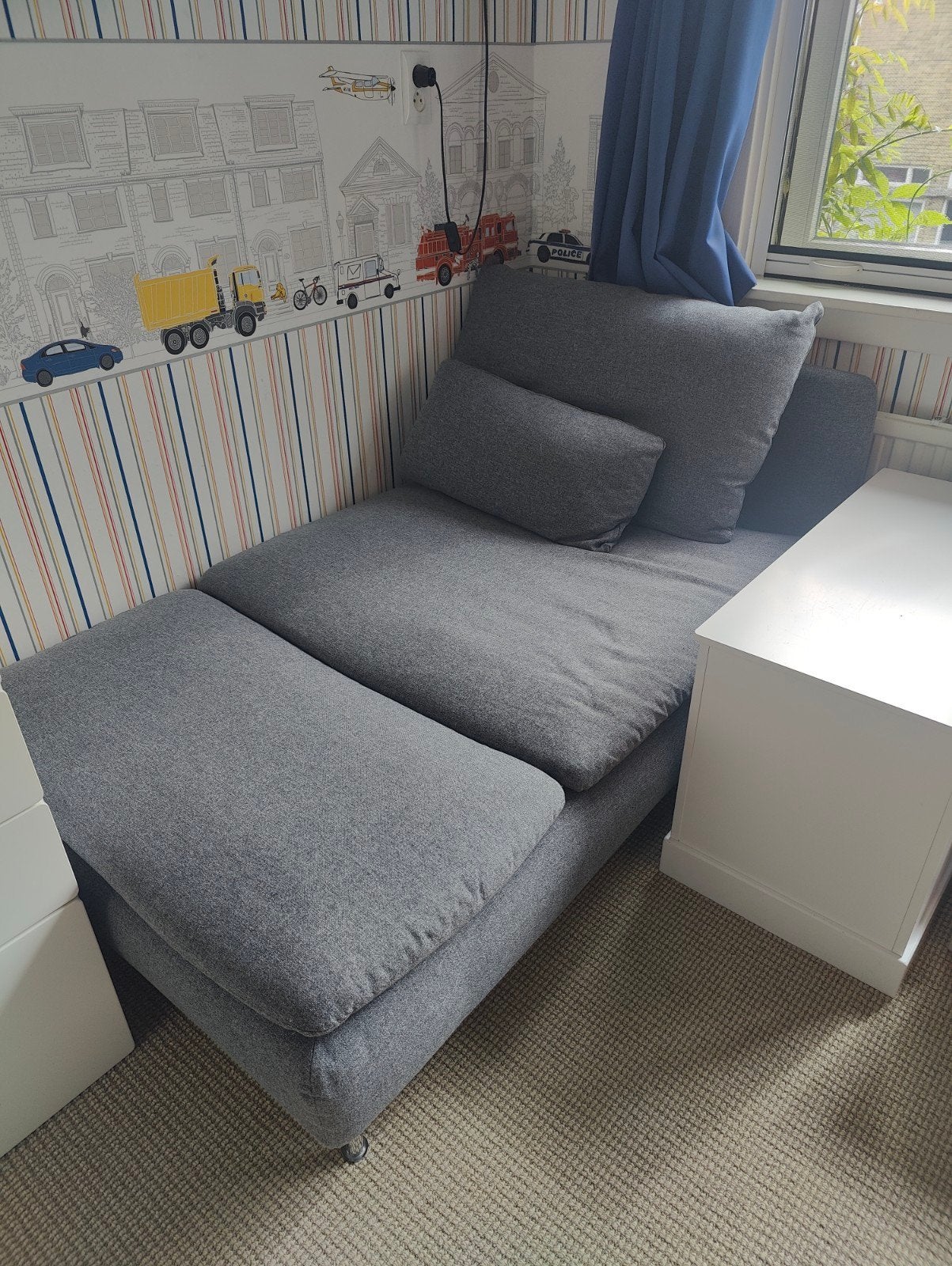 Ikea bankje/chaise longue grijs-antraciet Soderhamn, Ophalen, Eenpersoons, 100 tot 125 cm, Zo goed als nieuw