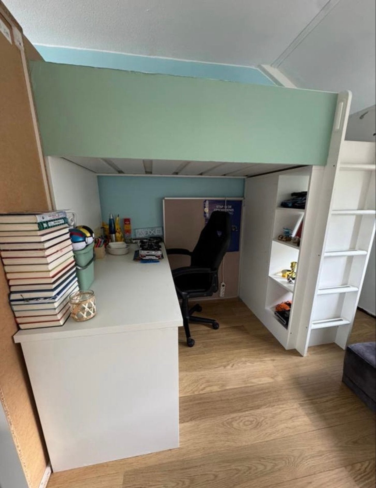 IKEA SMÅSTAD Hoogslaper met bureau en kledingkast, Ophalen, Gebruikt, Eenpersoons, 200 cm